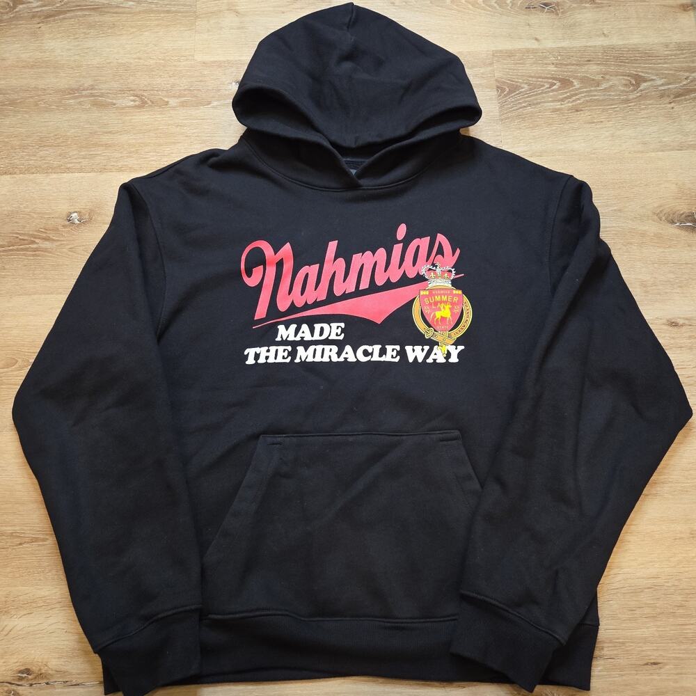 NAHMIAS Made The Miracle Way Hoodie Men’s Large Black Made USA Heavyweight